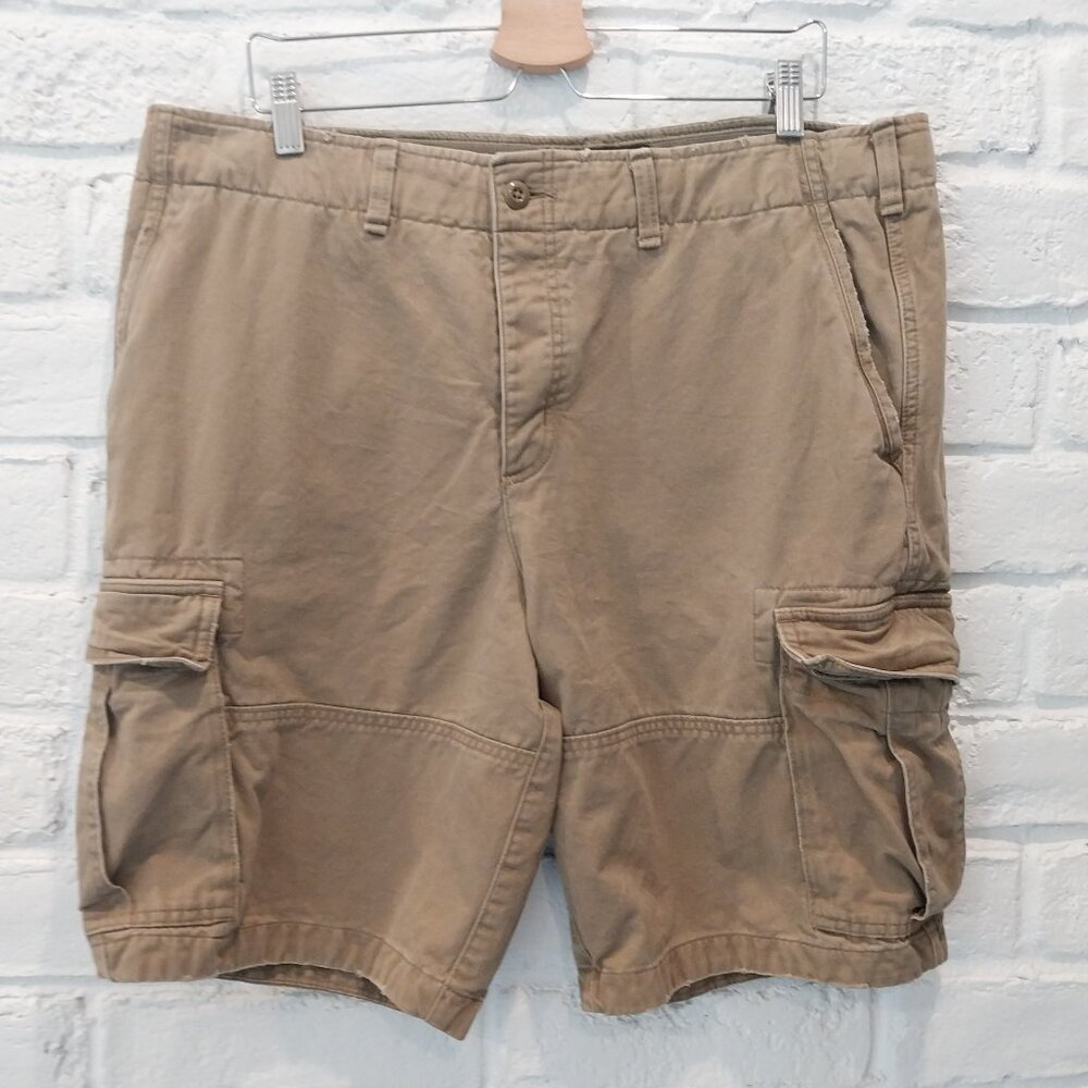 Vintage Abercrombie & Fitch Cargo Shorts Mens 36 Tan Khaki 100% Cotton Twill 90s